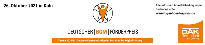 BGM-Förderpreis: Bewerbungsphase verlängert